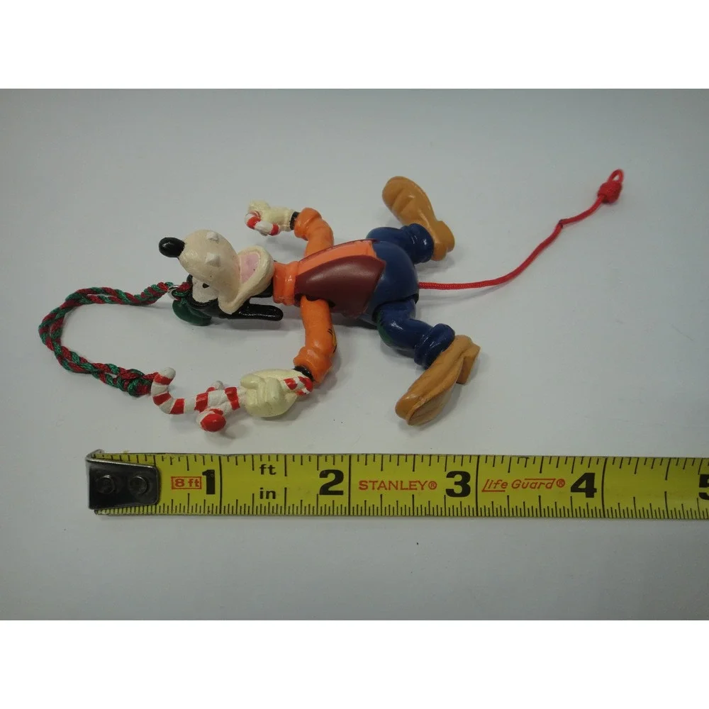 Disney Goofy Jumping Jack Christmas Ornament Pull String Candy Cane Figure VTG